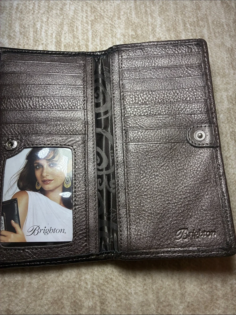 Brighton Brown Leather Card‎ Holder with Stud Trim